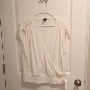 INC International Concepts Cream Wrap Blouse